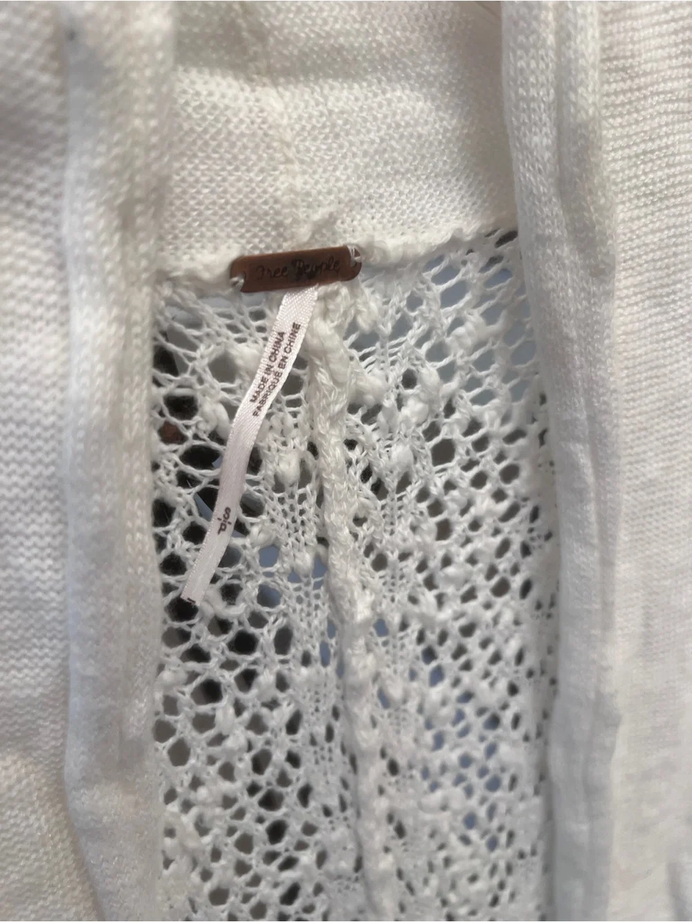 Free People Cream Open Knit Crochet Longline Duster Cardigan Sweater S Small